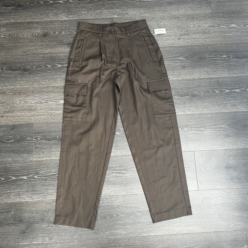 Old Navy Womens Small Taylor Wide Leg Trouser High Rise Brown NWT Lagenlook‎
